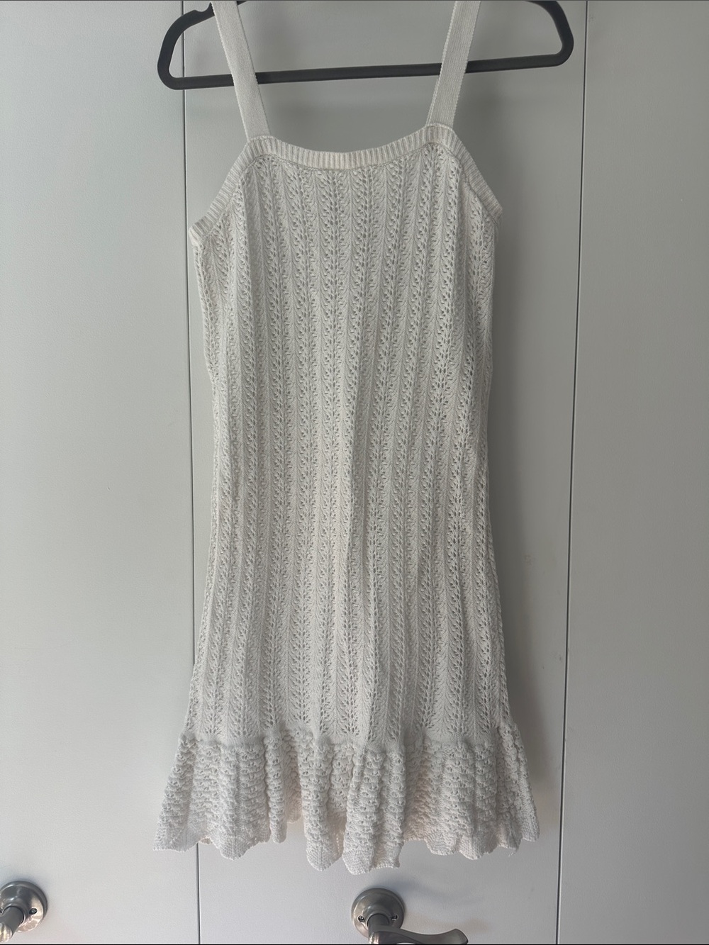 Willow & Wind White Knit Sundress with Ruffle Hem